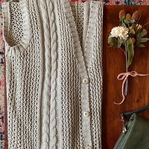 Vintage Liz Claiborne Long Cable Knit Sweater Vest